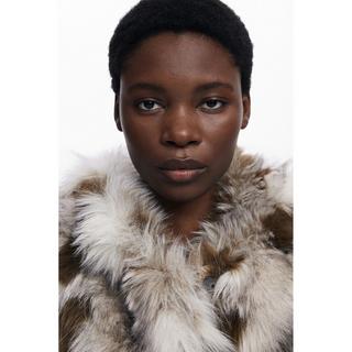 Desigual Veste Trucker Denim Fausse Fourrure  