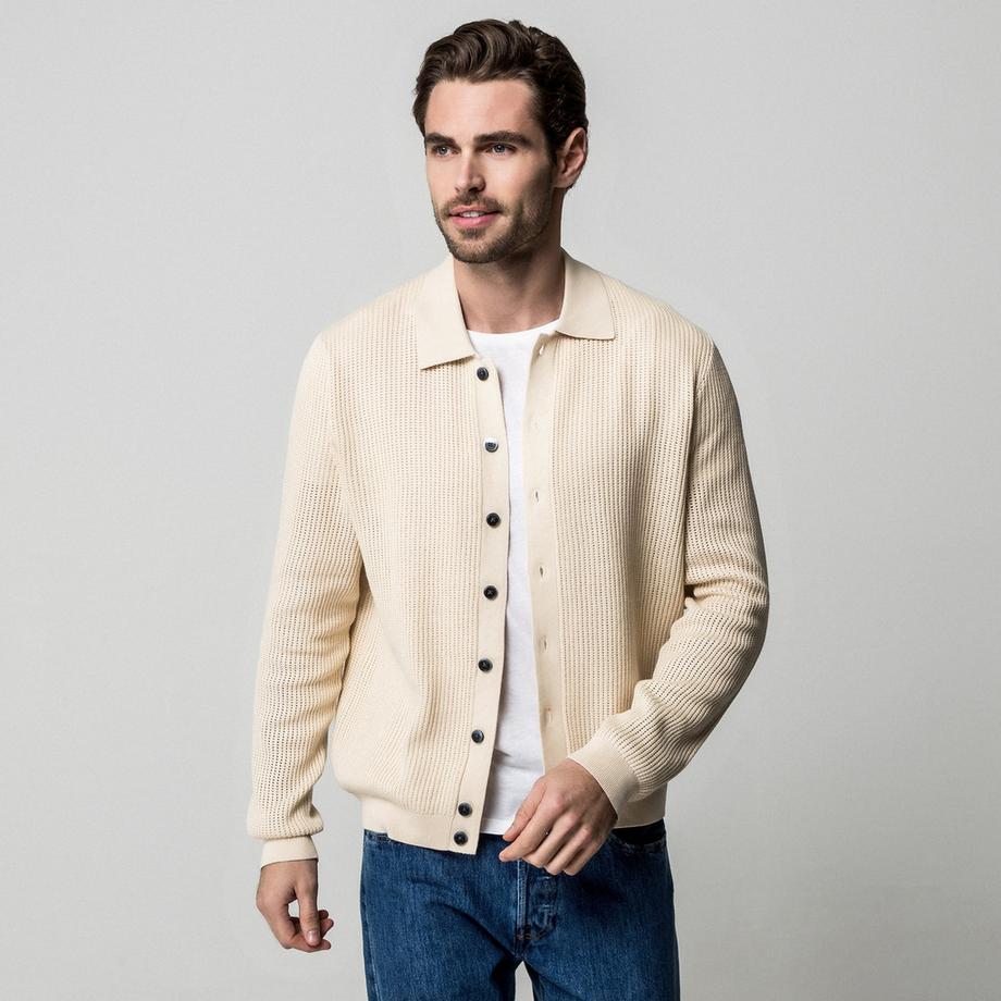 Manor Man Pull en maille boutonné Regular Fit  