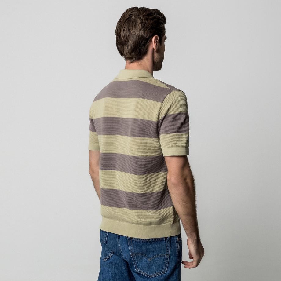 Manor Man Gestreiftes Kurzarm Polo Shirt Regular Fit  