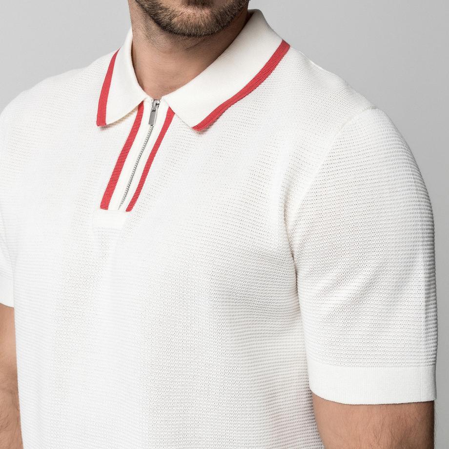 Manor Man Polo Shirt mit Reissverschluss  