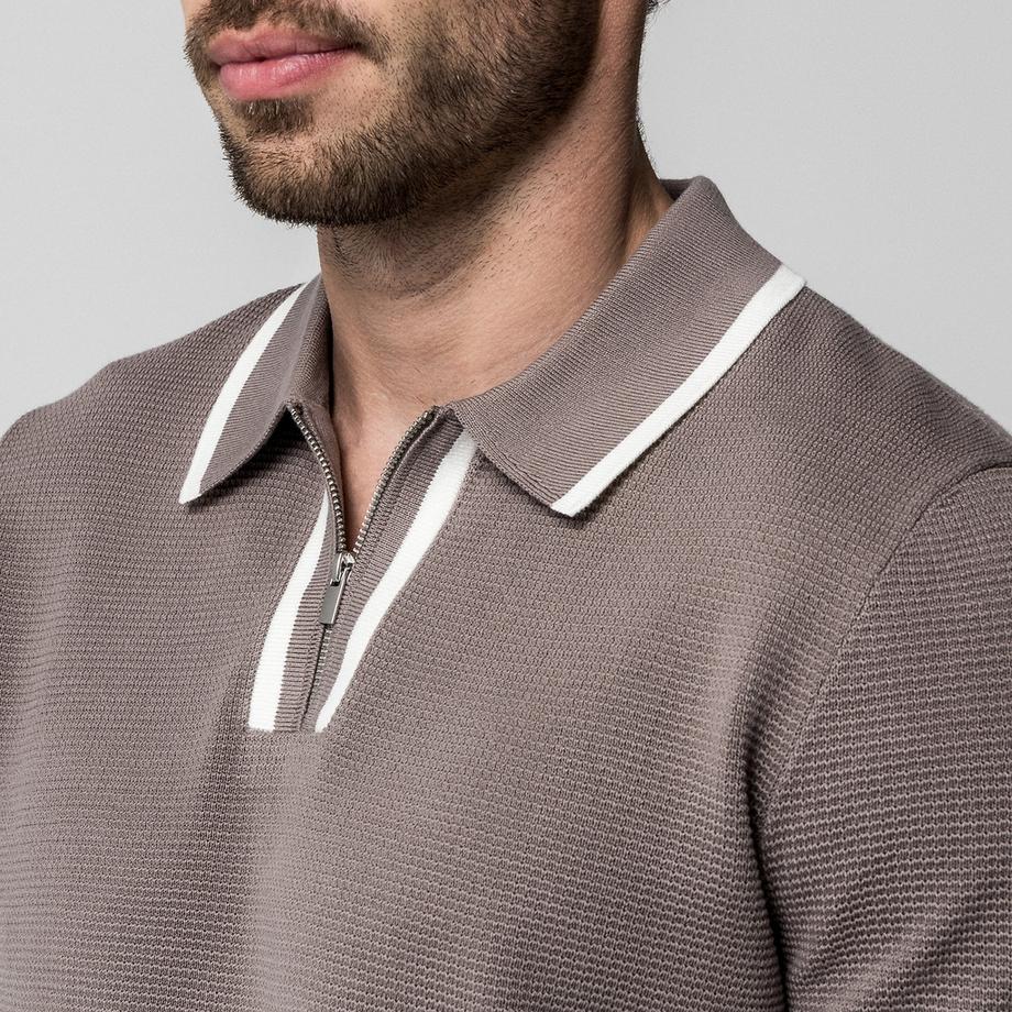 Manor Man Polo Shirt mit Reissverschluss  