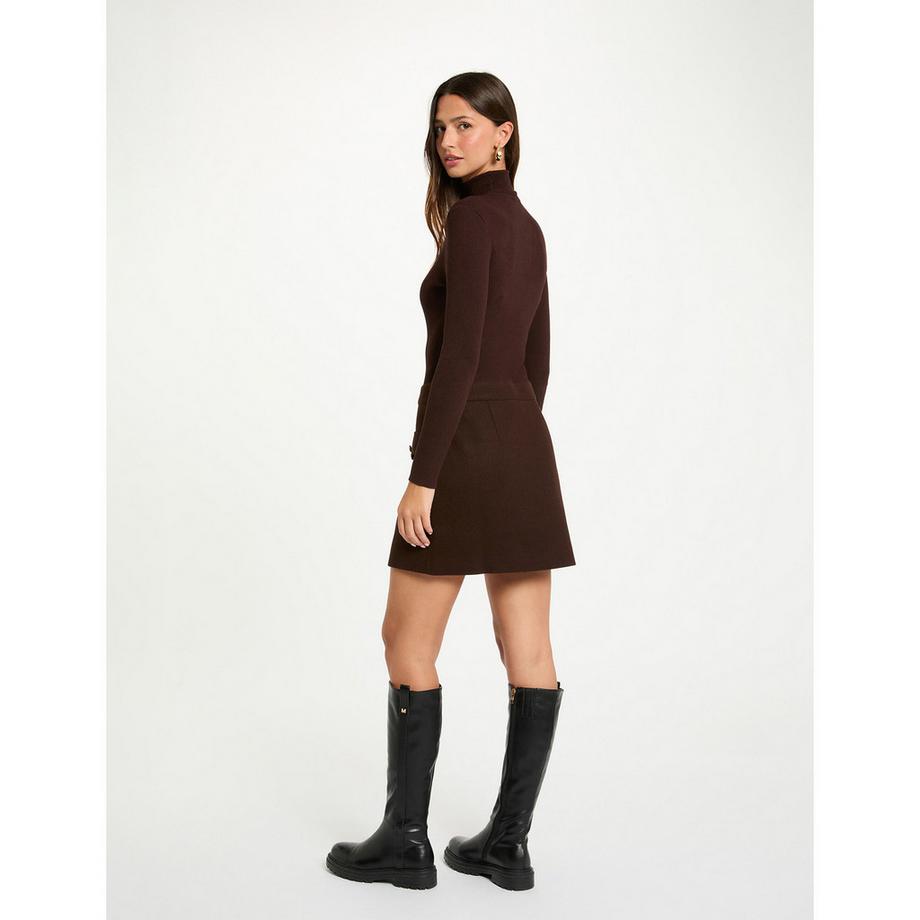 MORGAN Mini Abito a Costine Collo Alto  