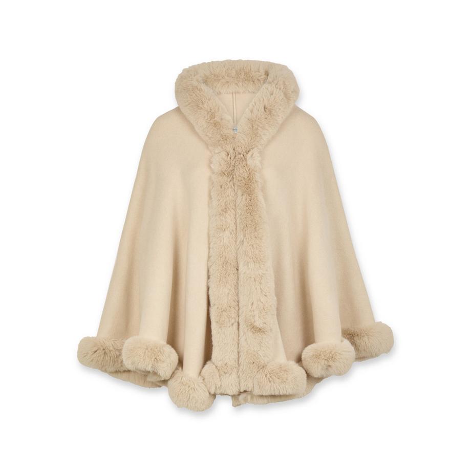 MORGAN Poncho avec bordure en fausse fourrure  