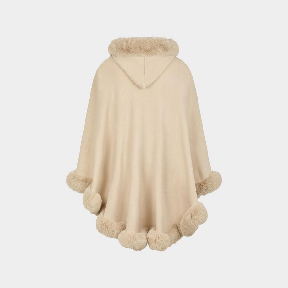 MORGAN Poncho avec bordure en fausse fourrure  