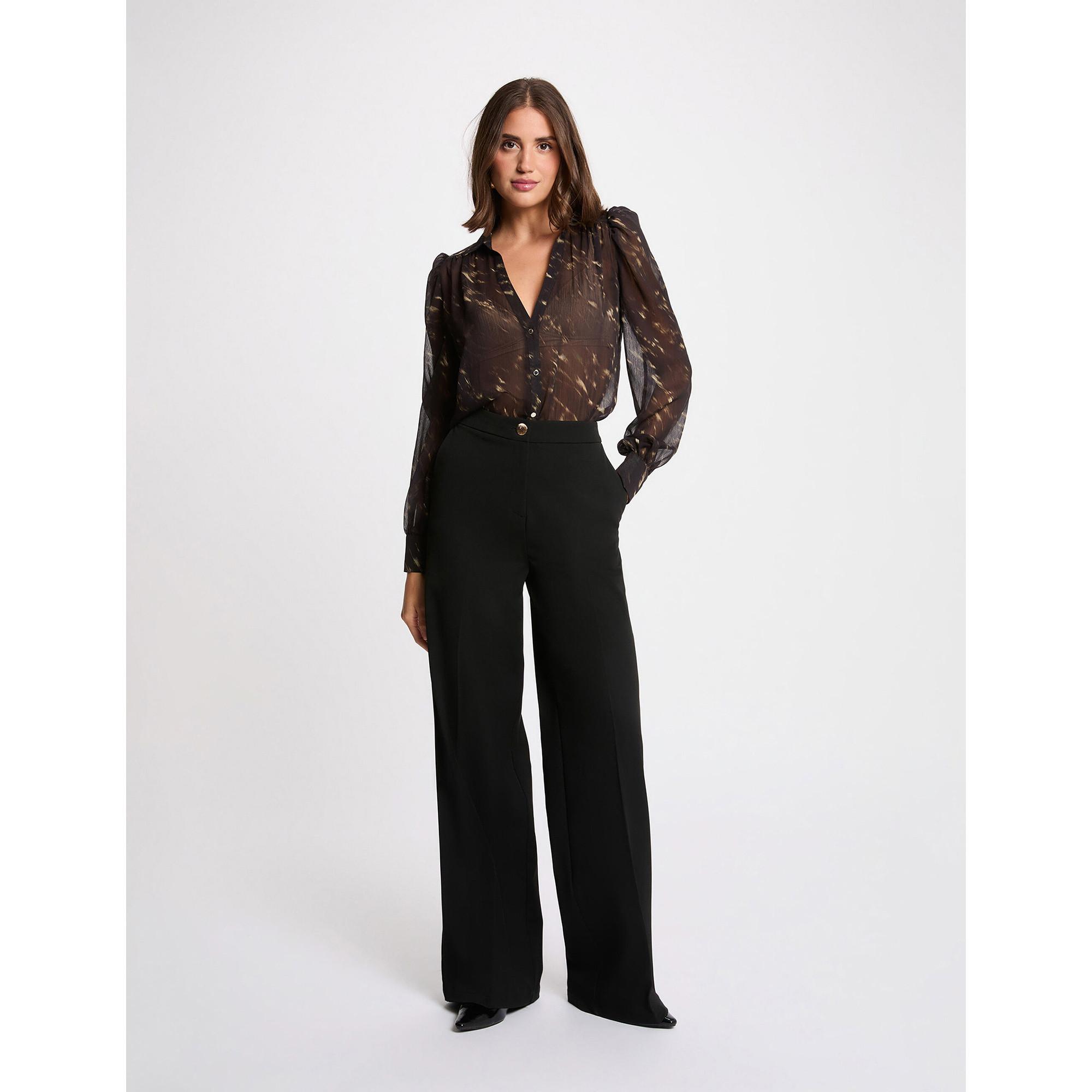 MORGAN Camicetta trasparente a fantasia maniche lunghe  