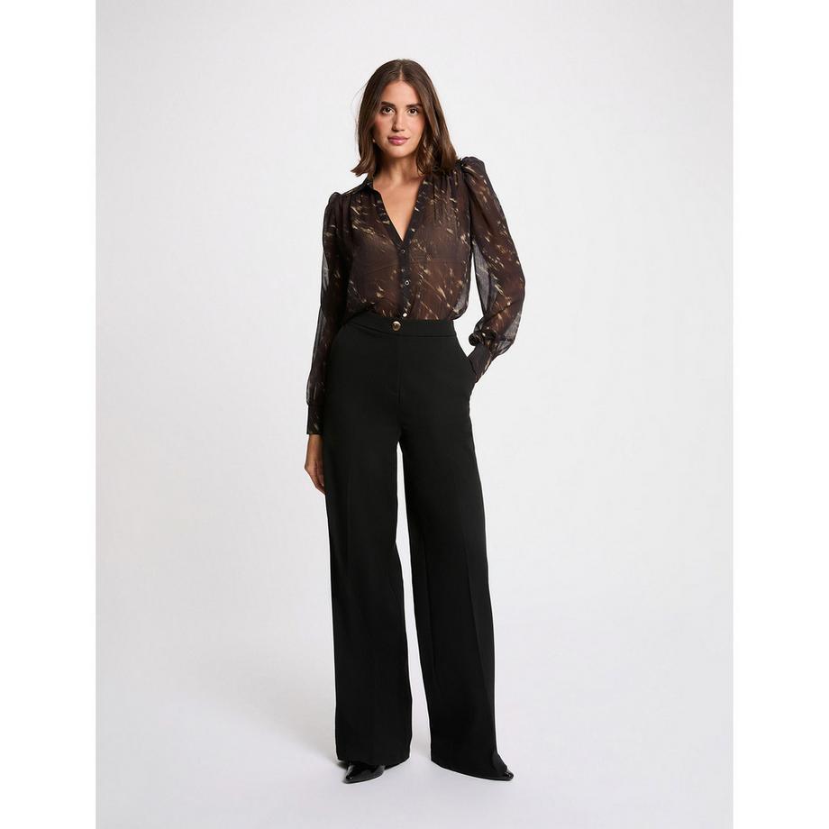 MORGAN Transparente Gemusterte Langarmbluse  