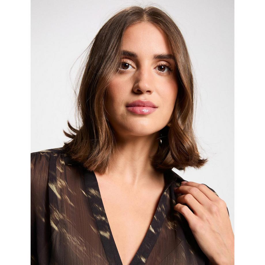 MORGAN Transparente Gemusterte Langarmbluse  