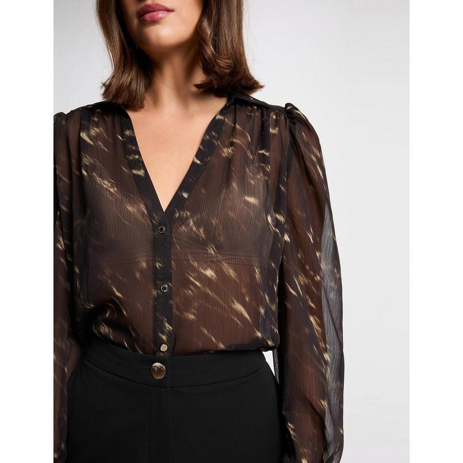 MORGAN Transparente Gemusterte Langarmbluse  