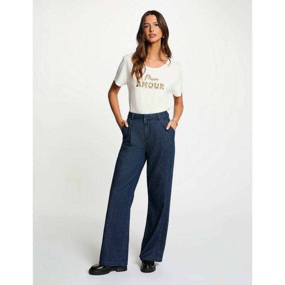 MORGAN T-shirt avec lettrage à paillettes  