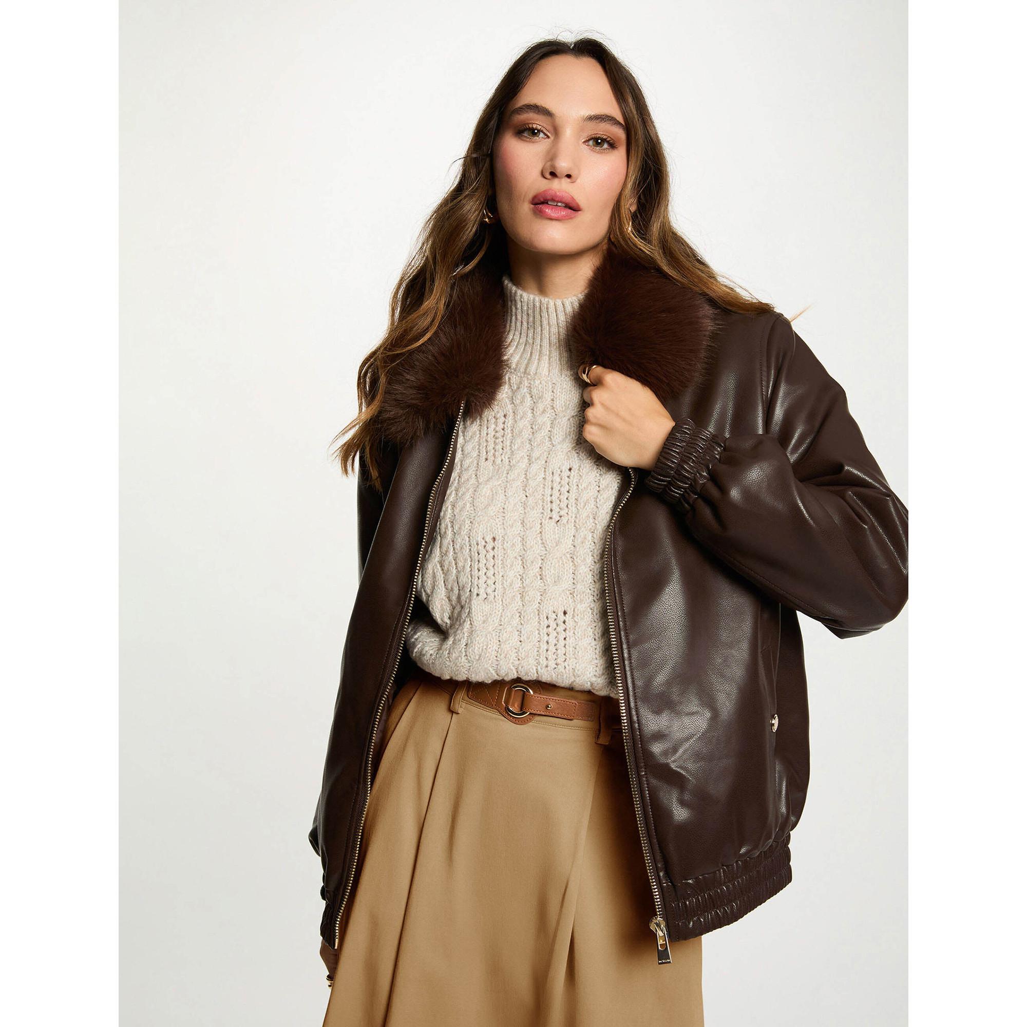 MORGAN Straight Fit Jacke mit abnehmbarem Fellkragen  