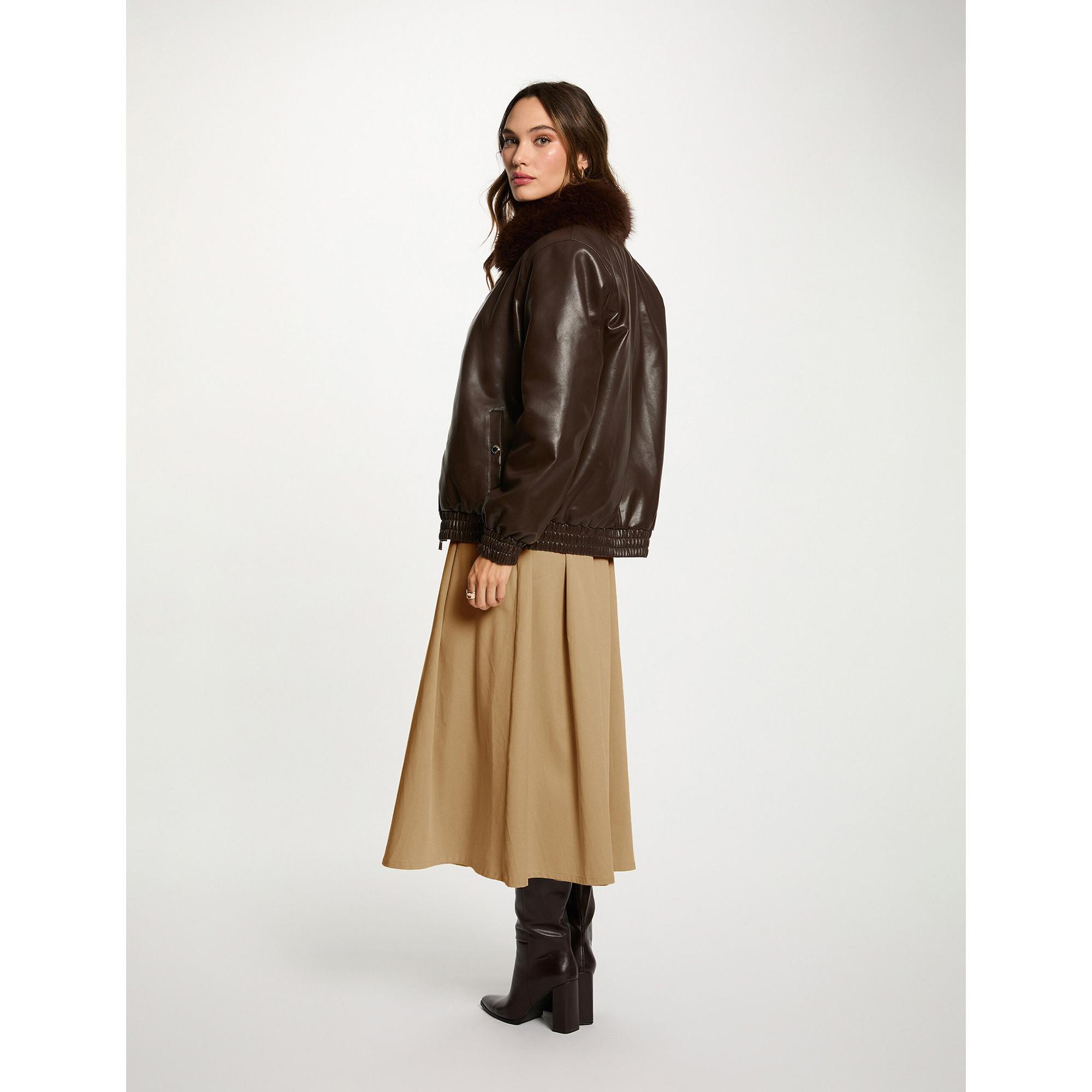 MORGAN Straight Fit Jacke mit abnehmbarem Fellkragen  