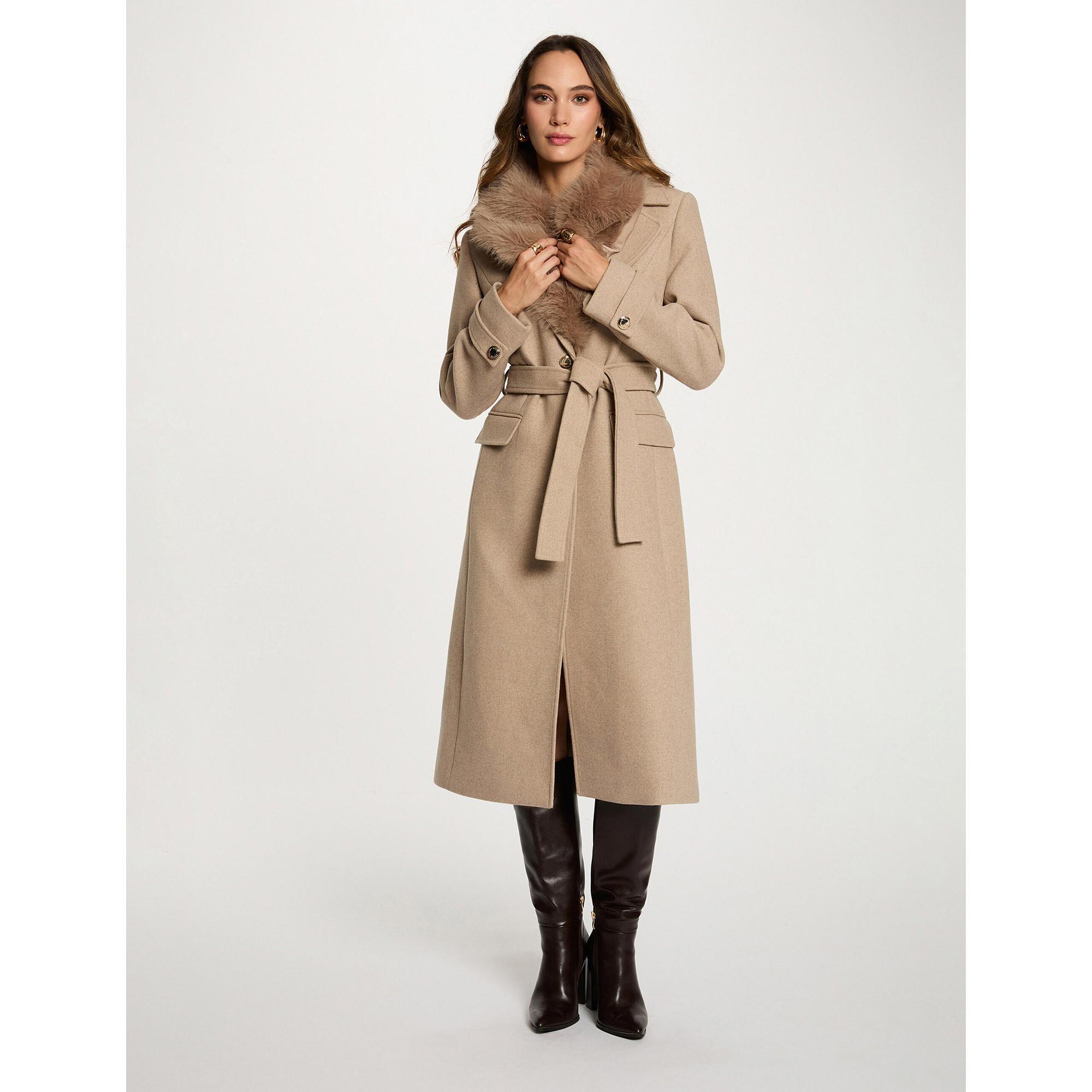 MORGAN Manteau long avec col en fausse fourrure  