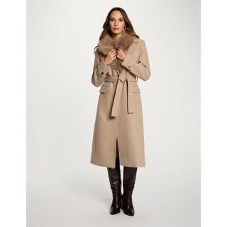 MORGAN Manteau long avec col en fausse fourrure  