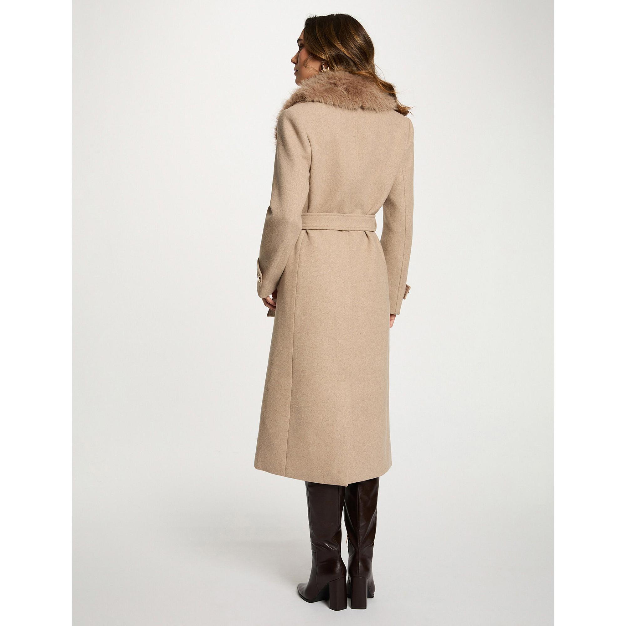 MORGAN Manteau long avec col en fausse fourrure  