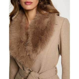MORGAN Manteau long avec col en fausse fourrure  