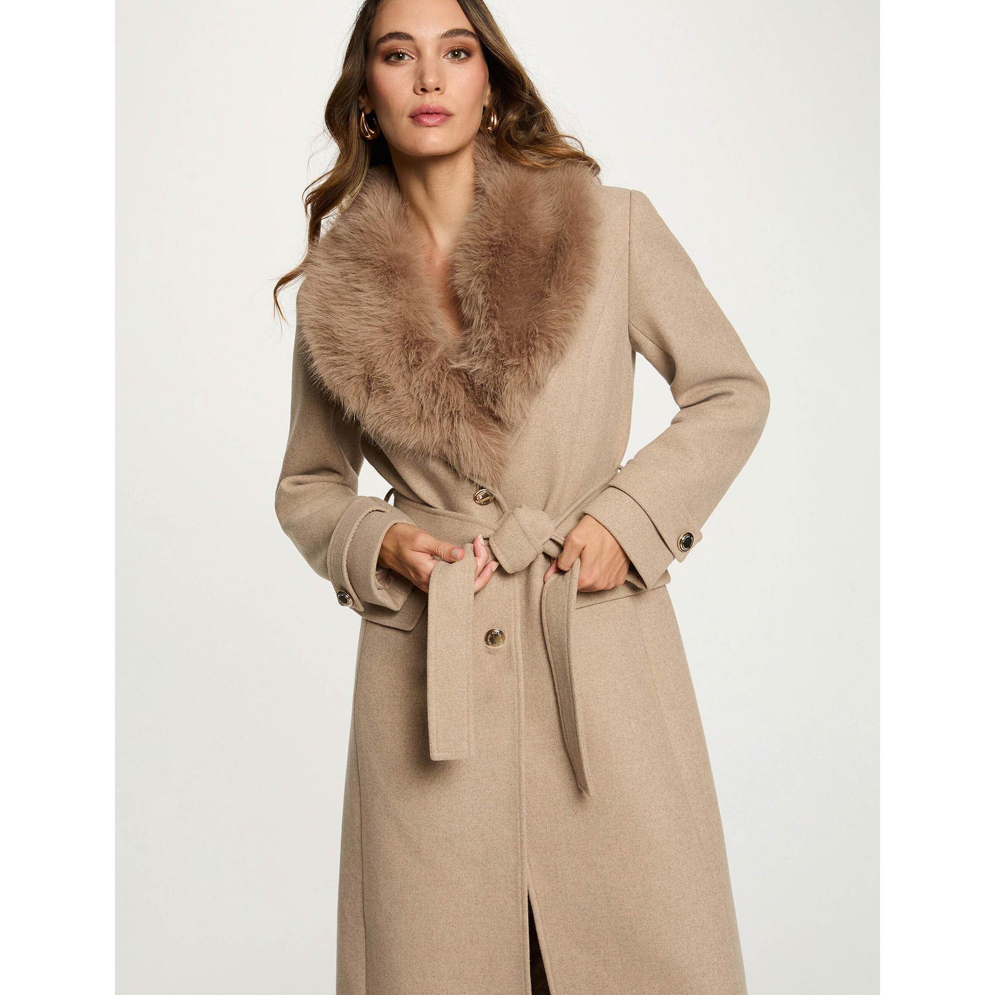 MORGAN Manteau long avec col en fausse fourrure  