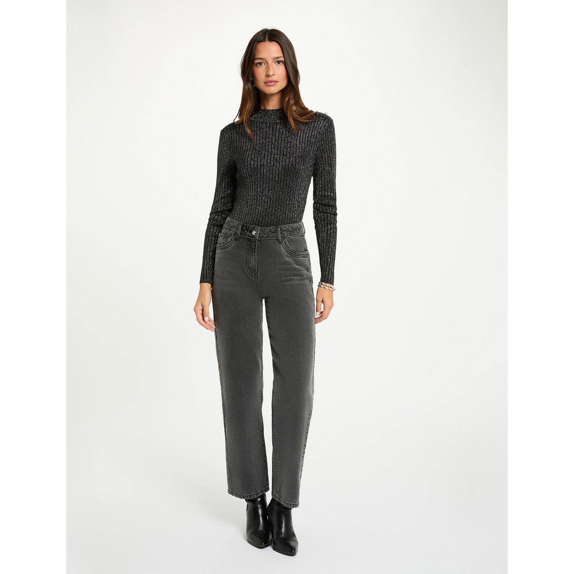 MORGAN Pull en maille côtelée avec détails boutonnés  