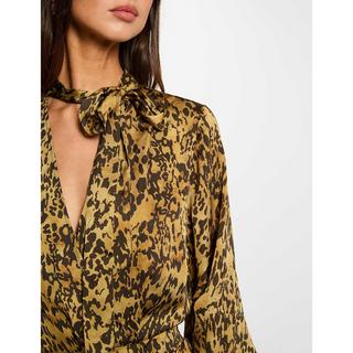 MORGAN Satin V-Ausschnitt Langarm Ausgestelltes Minikleid  