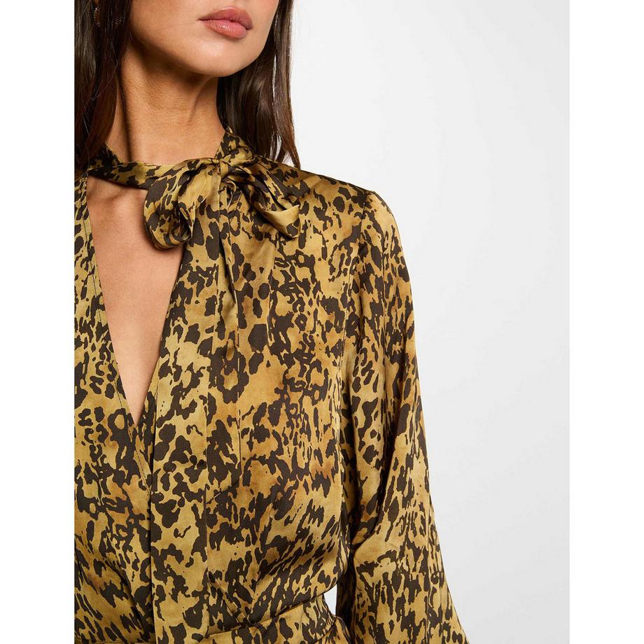 MORGAN Leopardenmuster Minikleid mit Schleifendetail  