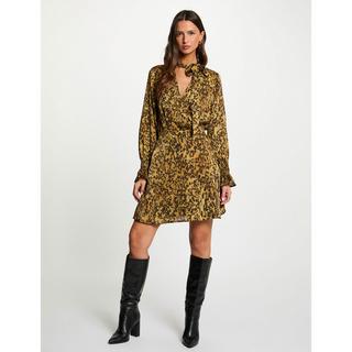 MORGAN Satin V-Ausschnitt Langarm Ausgestelltes Minikleid  