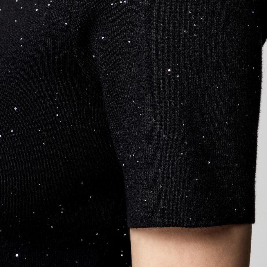 MORGAN Vestito Corto Maniche Corte a Costine con Strass  