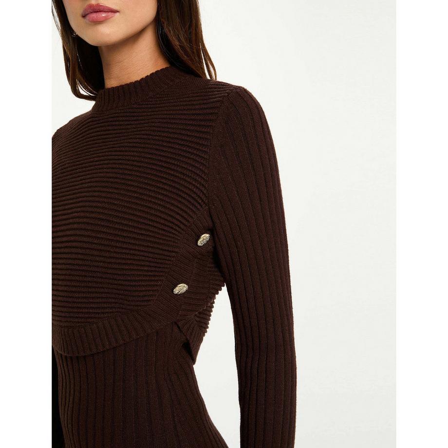 MORGAN Robe en maille côtelée Body Fit avec fente latérale  