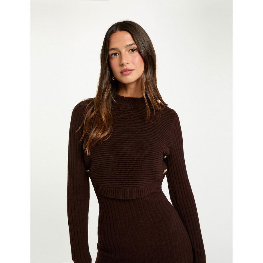 MORGAN Robe en maille côtelée Body Fit avec fente latérale  