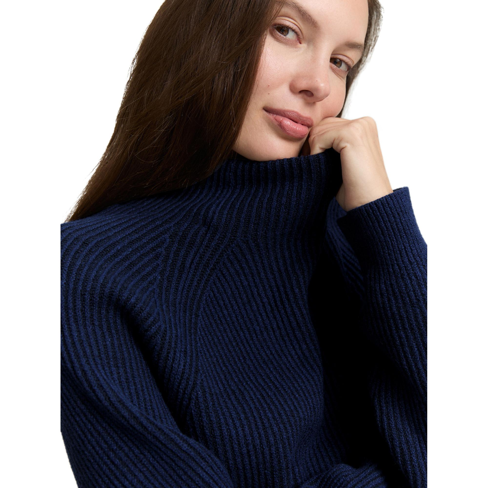 TOM TAILOR Rippstrick Pullover mit Stehkragen  