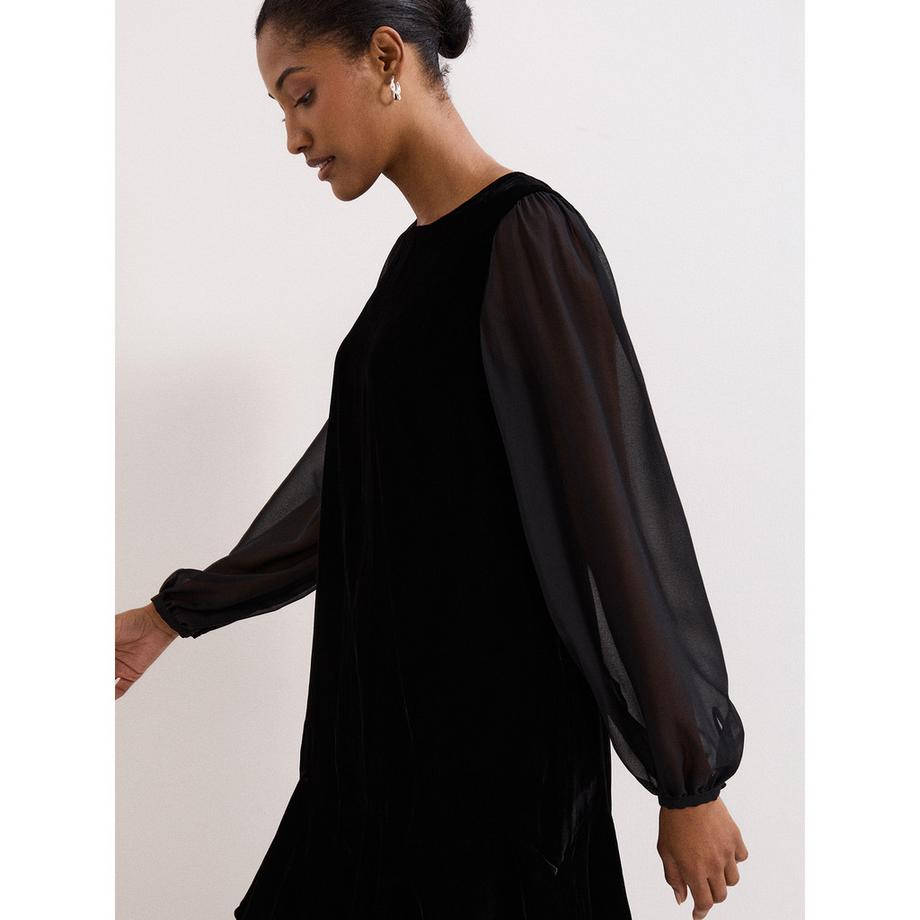 Phase Eight Robe en velours avec manches en mousseline  