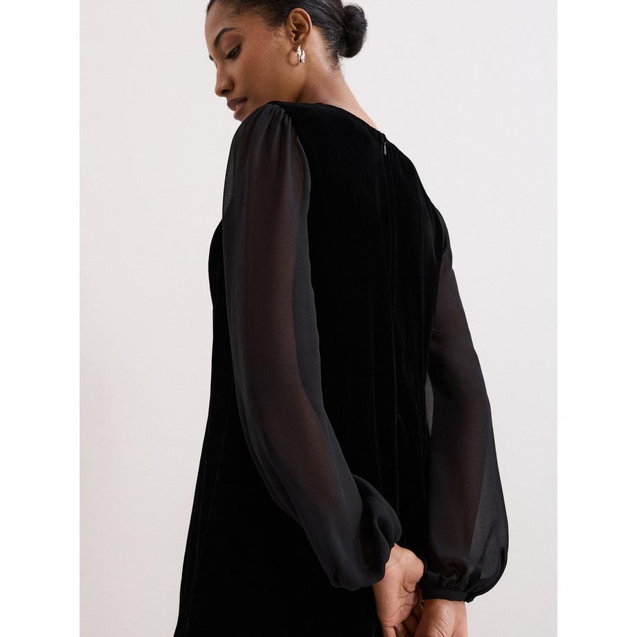 Phase Eight Robe en velours avec manches en mousseline  