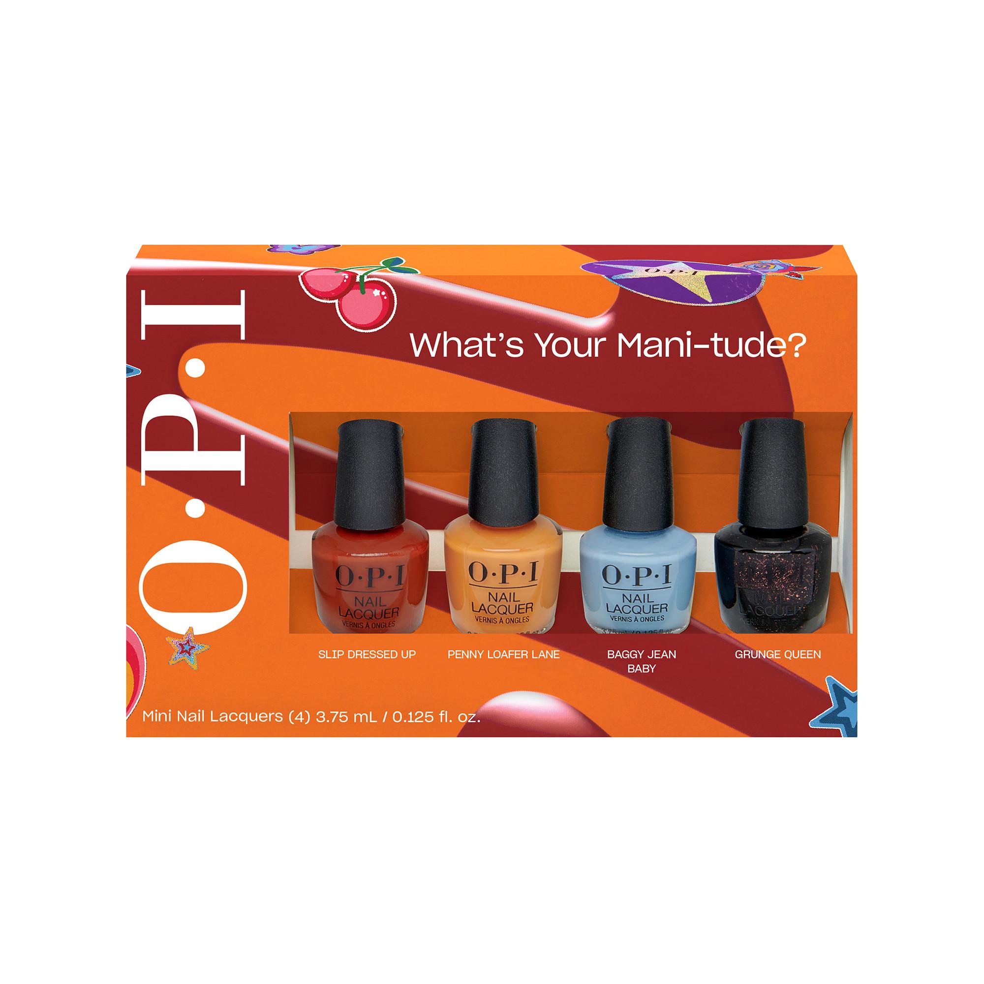 OPI  Fall '25 Nail Lacquer 4PC Mini-Pack klassischer Nagellack. Bis zu 7 Tage lang Halt. ProWide Pinsel für makelloses Auftragen. Farbecht, wischfest und trocknet schnell 