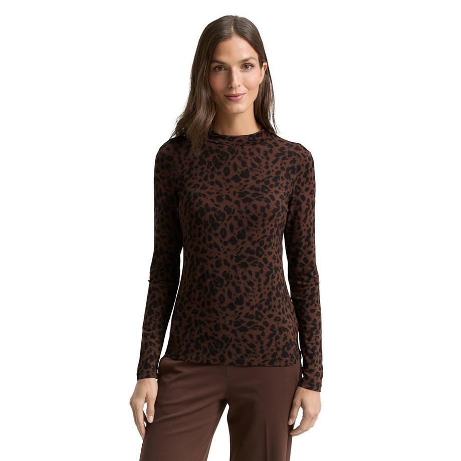 TOM TAILOR T-shirt a maniche lunghe fantasia con collo alto  