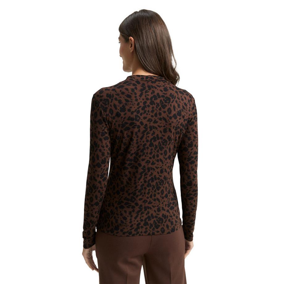 TOM TAILOR T-shirt a maniche lunghe fantasia con collo alto  