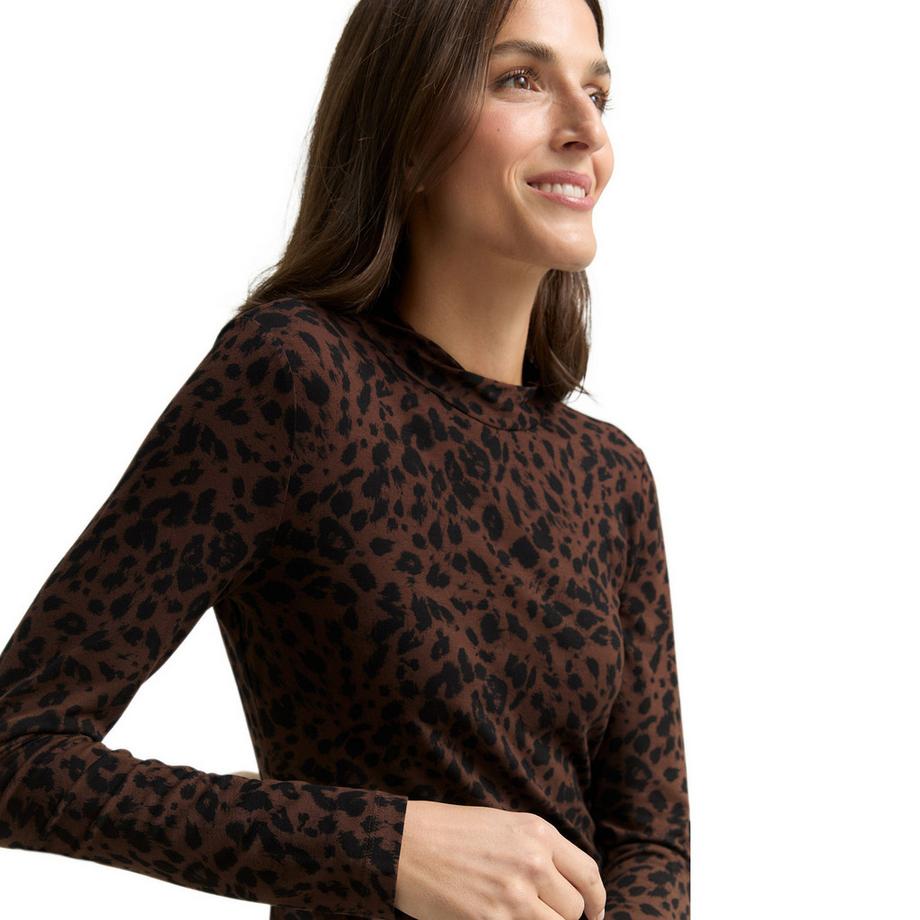 TOM TAILOR T-shirt a maniche lunghe fantasia con collo alto  