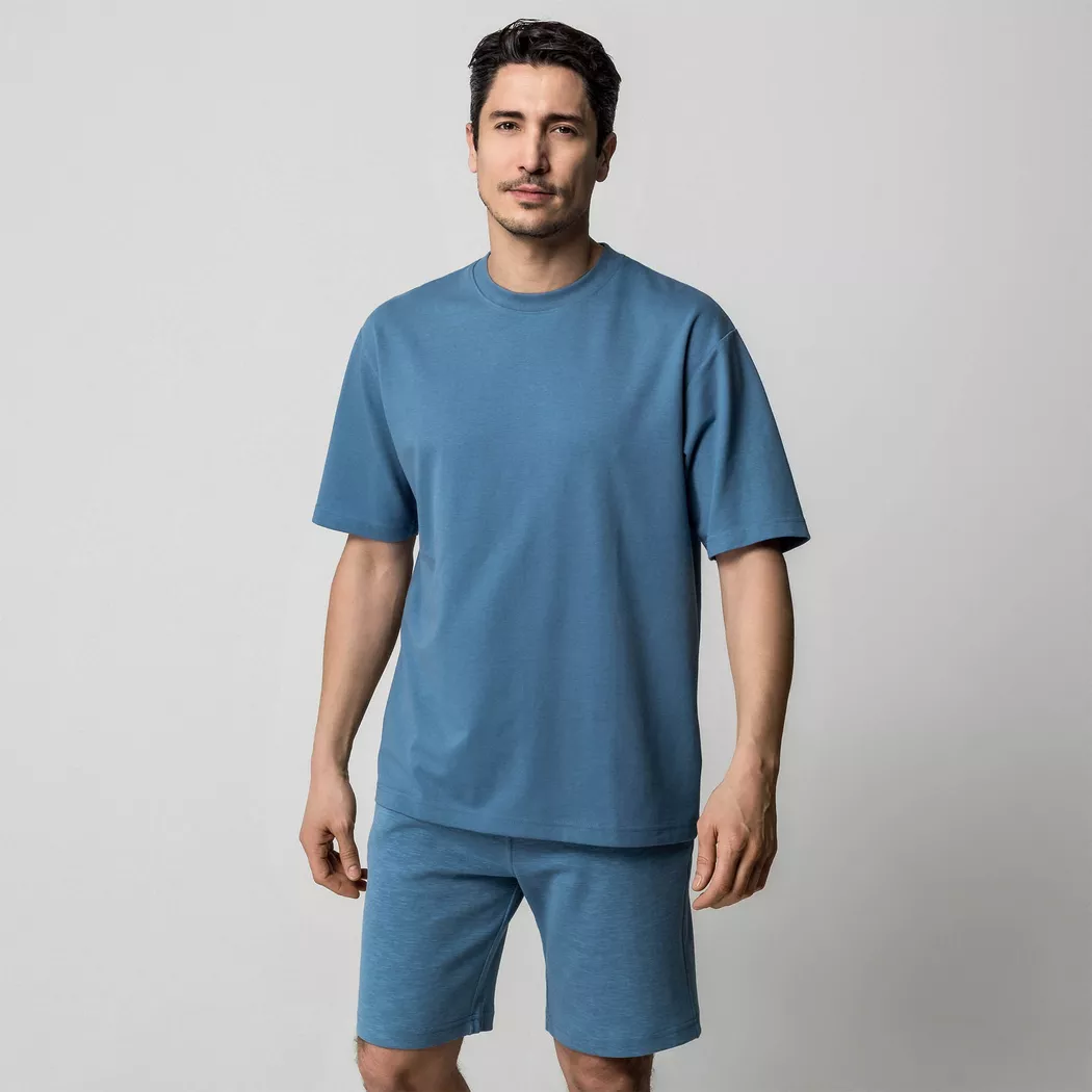 Manor Man - Pyjama Oberteil, für Herren, Grau-Blau, Größe M