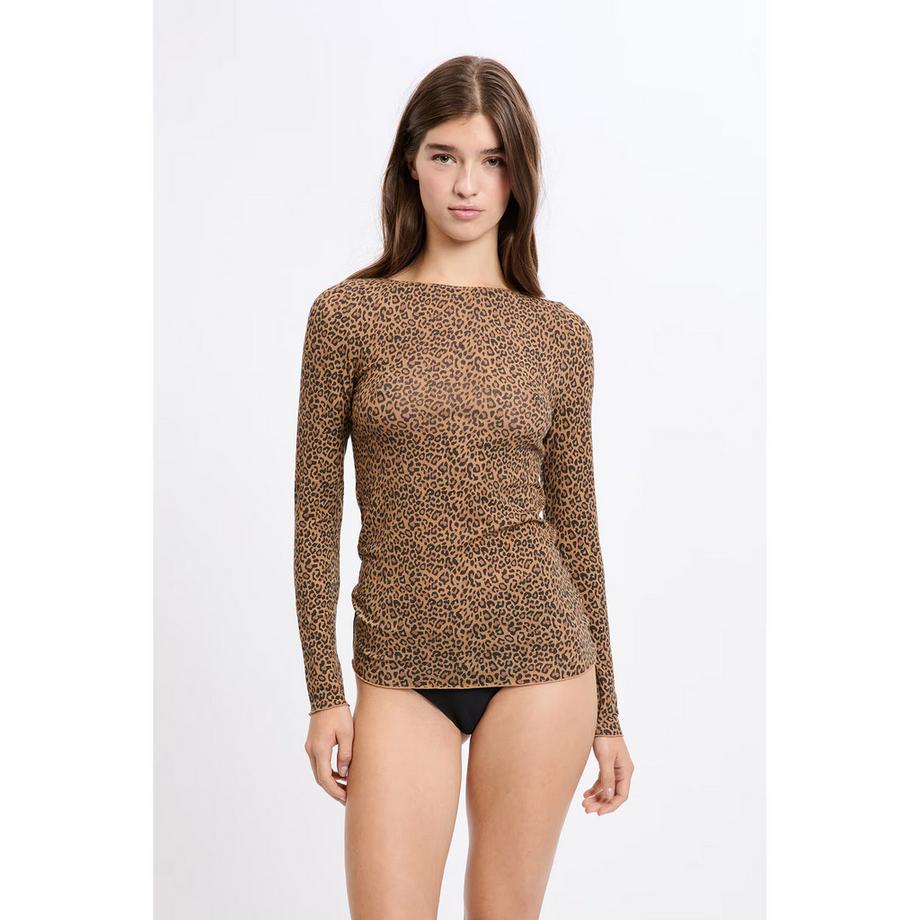 Etam T-Shirt Manches Longues Imprimé Léopard  