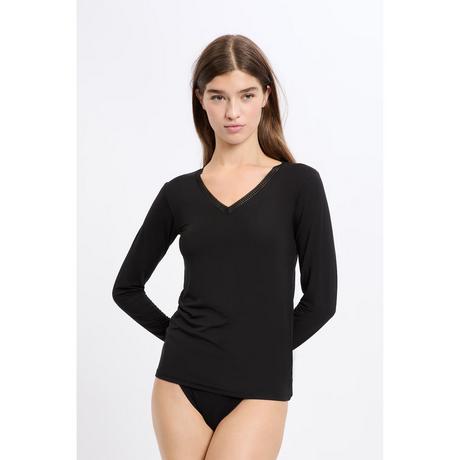 Etam T-shirt a maniche lunghe scollo a V con pizzo  