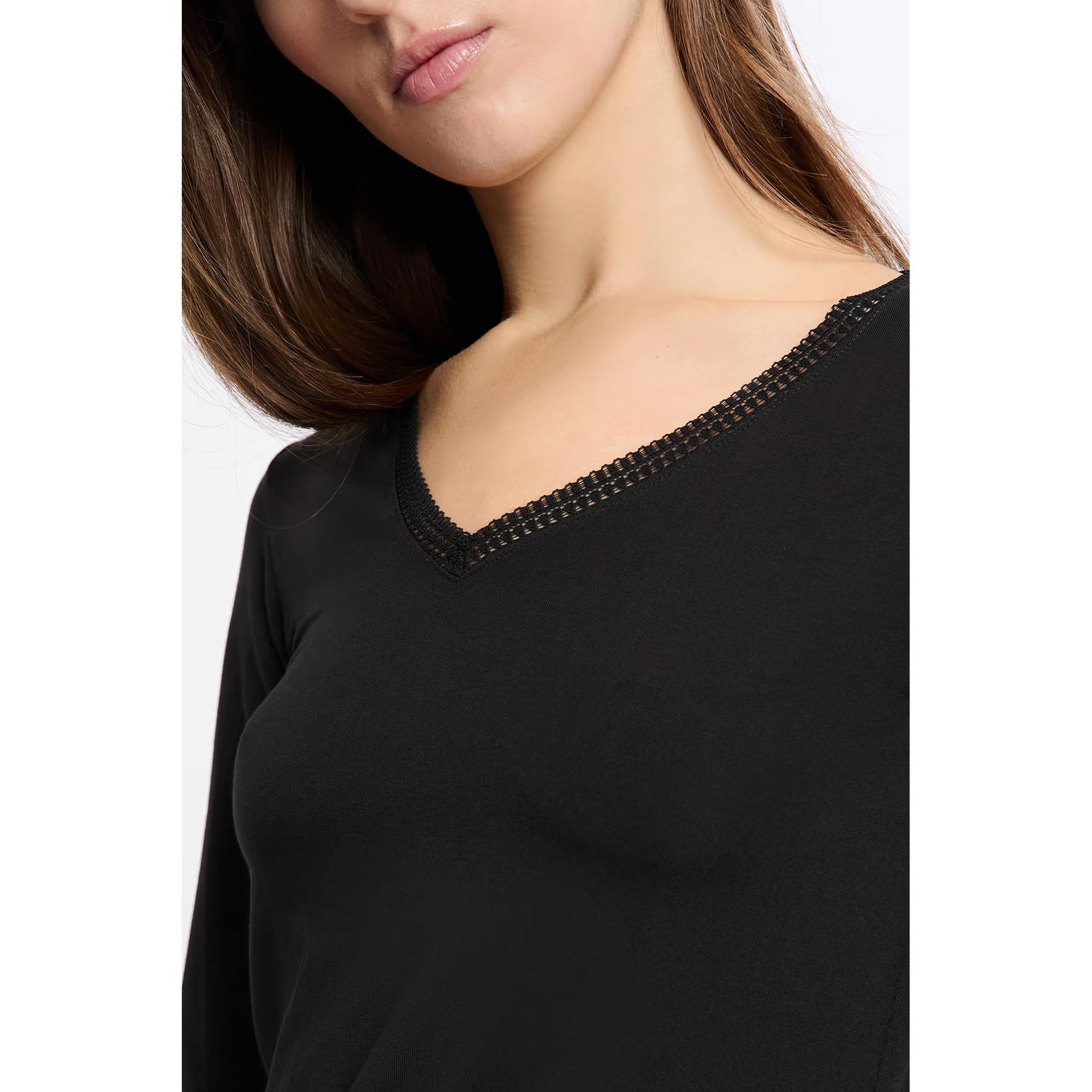 Etam T-shirt a maniche lunghe scollo a V con pizzo  