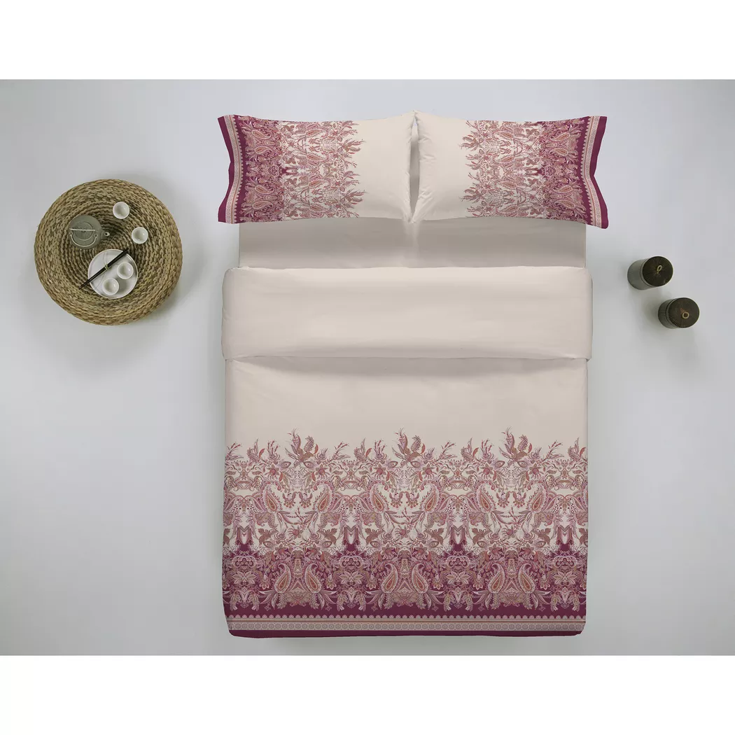 DECORIUM - Duvetbezug, Talisman Paisley Muster Duvetbezug, 200 x 210 cm, Rosa