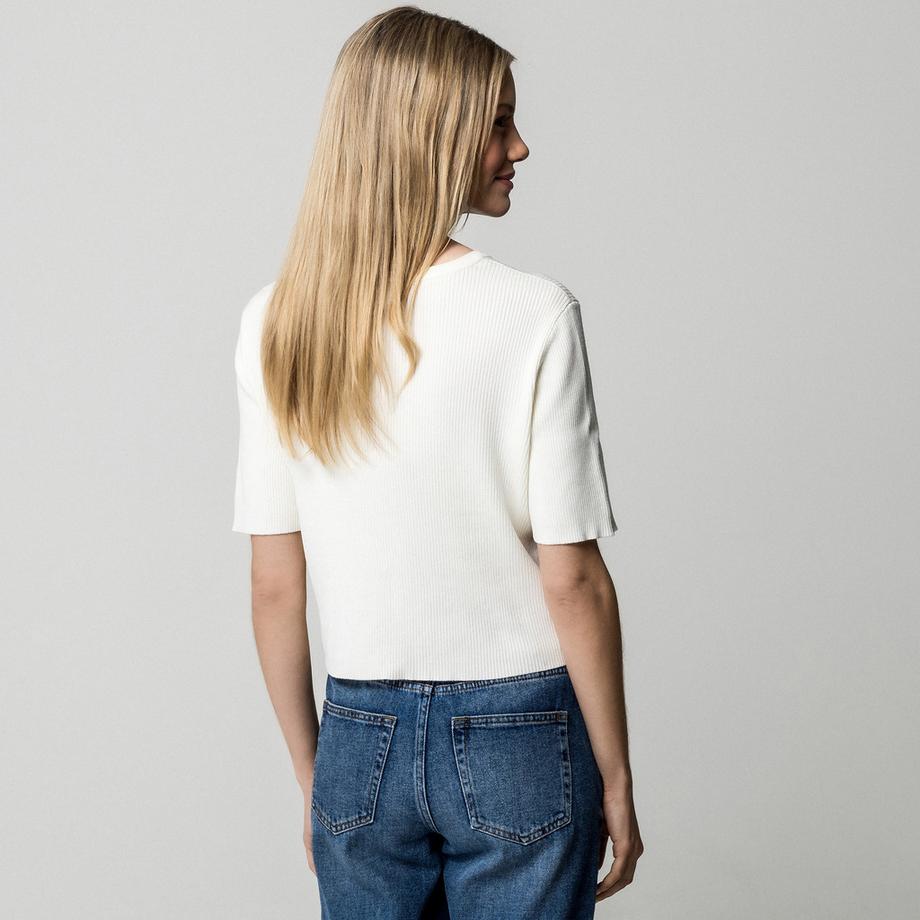 Manor Woman Cardigan a Maniche Corte con Bottoni Dorati  