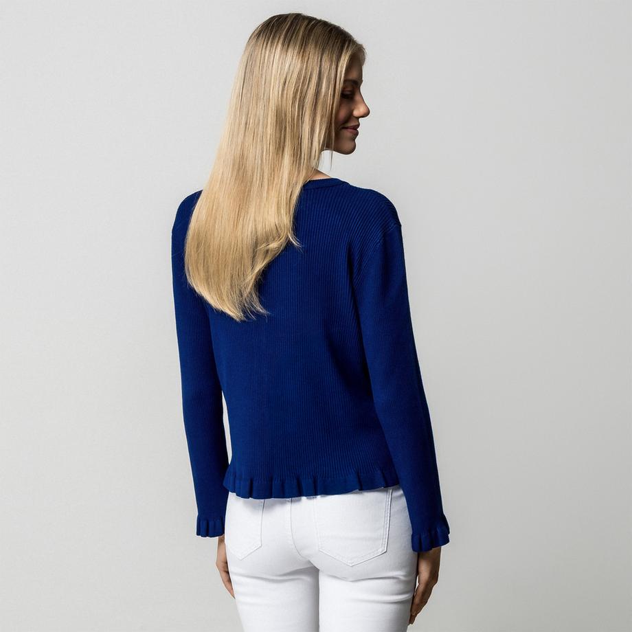 Manor Woman Cardigan a costine con bordo a balze  