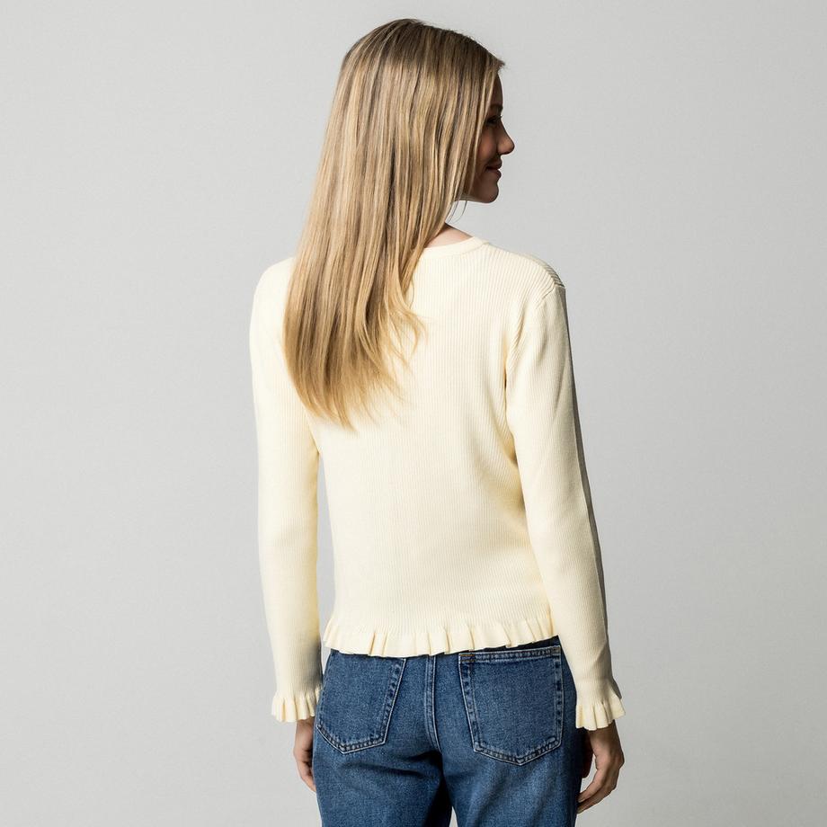 Manor Woman Gerippter Cardigan mit Rüschenbesatz  