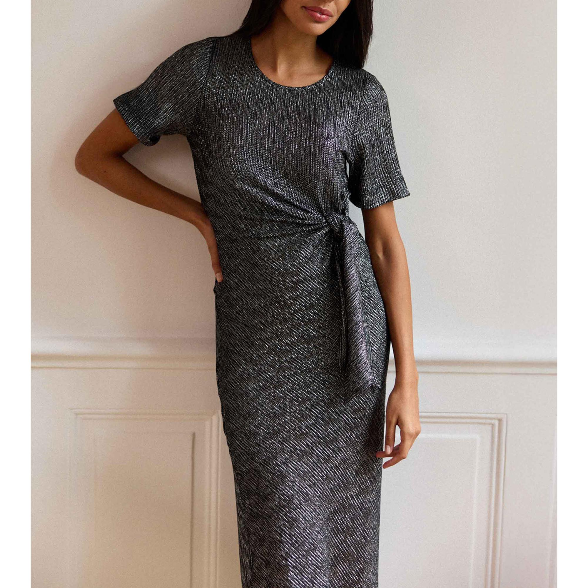 La Petite Etoile Schimmerndes Kurzarm Midi Kleid  