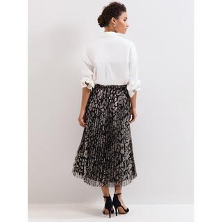 Phase Eight Plissierter Midirock mit Metallic-Leopardenmuster  