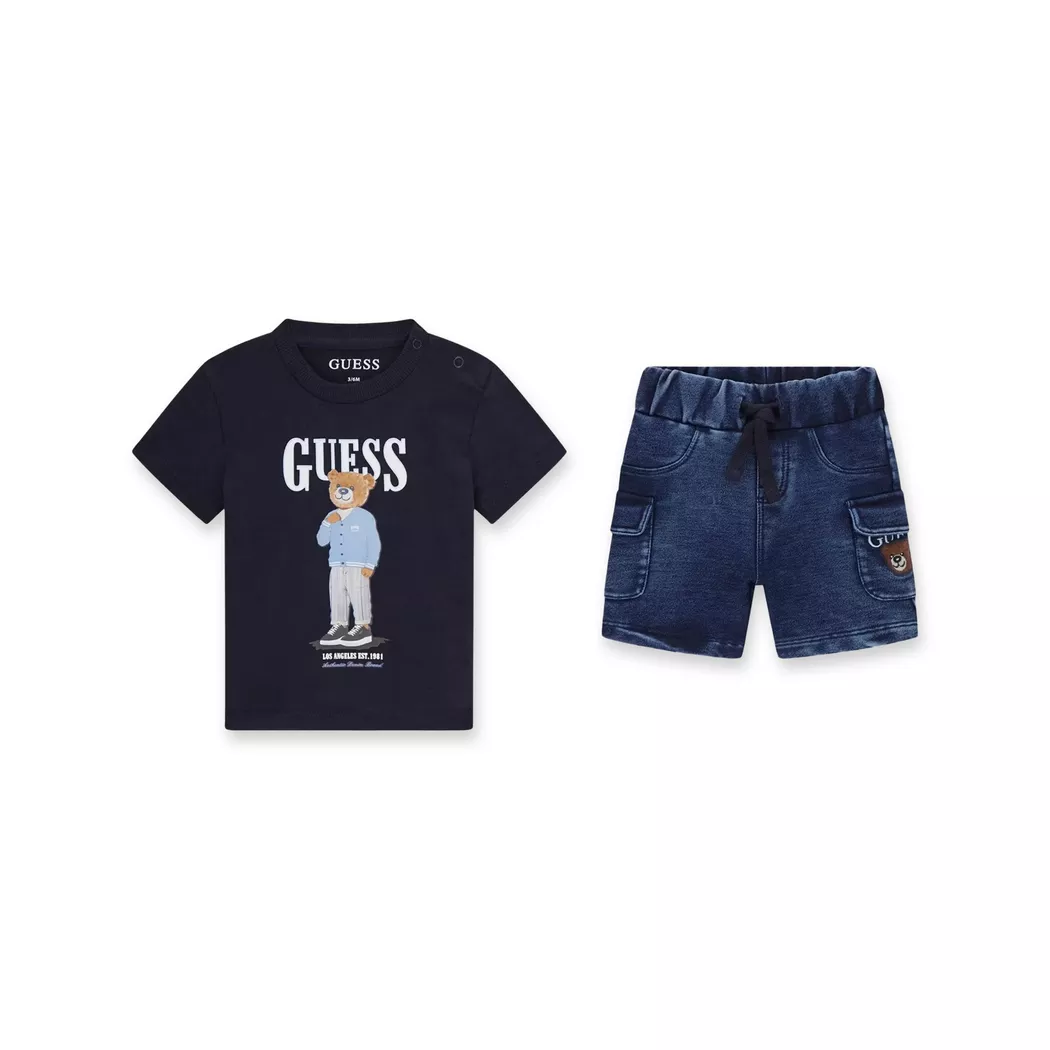 Guess Top and Shorts Set Blue 24M