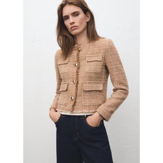 MANGO WINTER Giacca in Tweed con Bordo Sfilacciato  