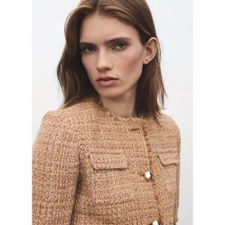 MANGO WINTER Giacca in Tweed con Bordo Sfilacciato  