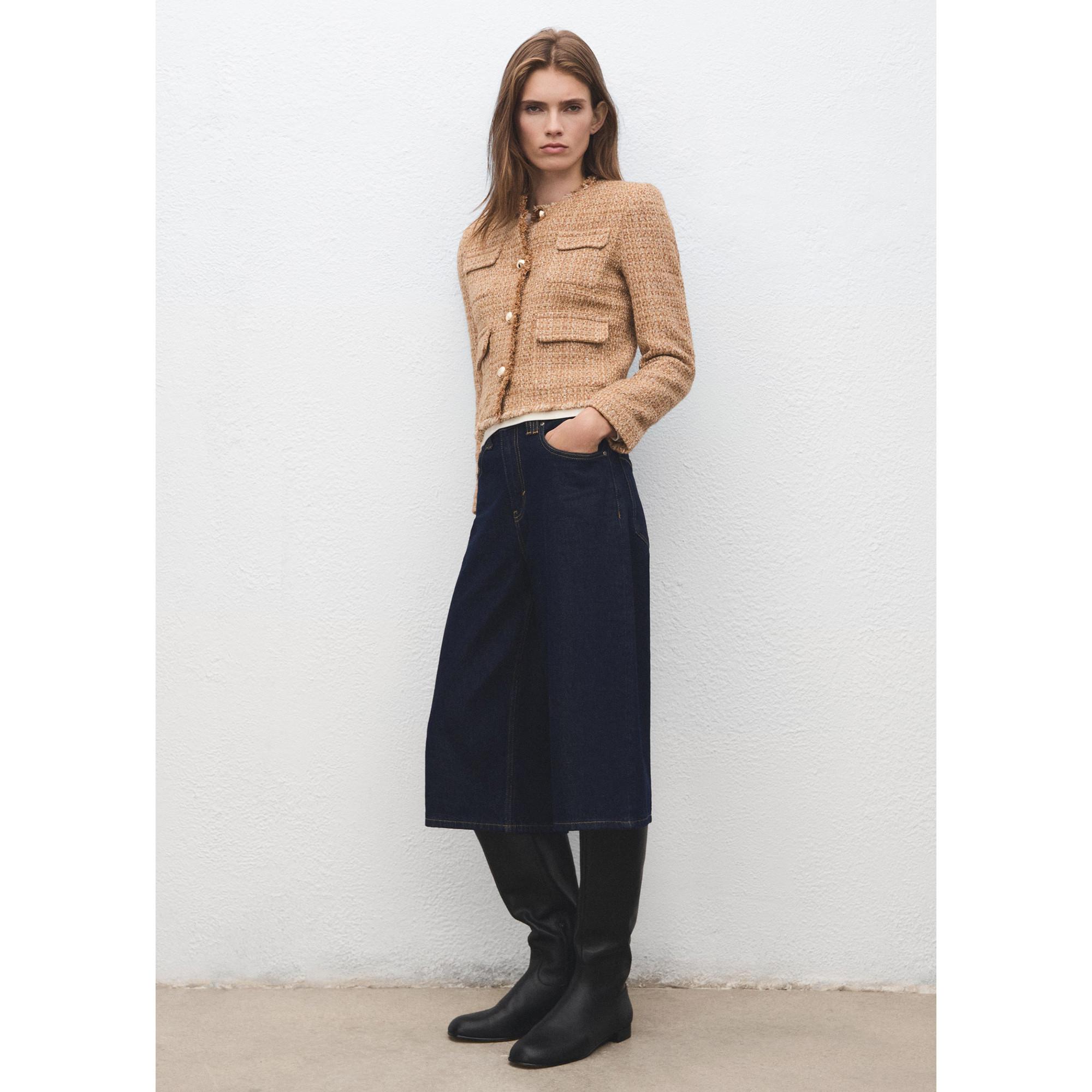 MANGO WINTER Giacca in Tweed con Bordo Sfilacciato  