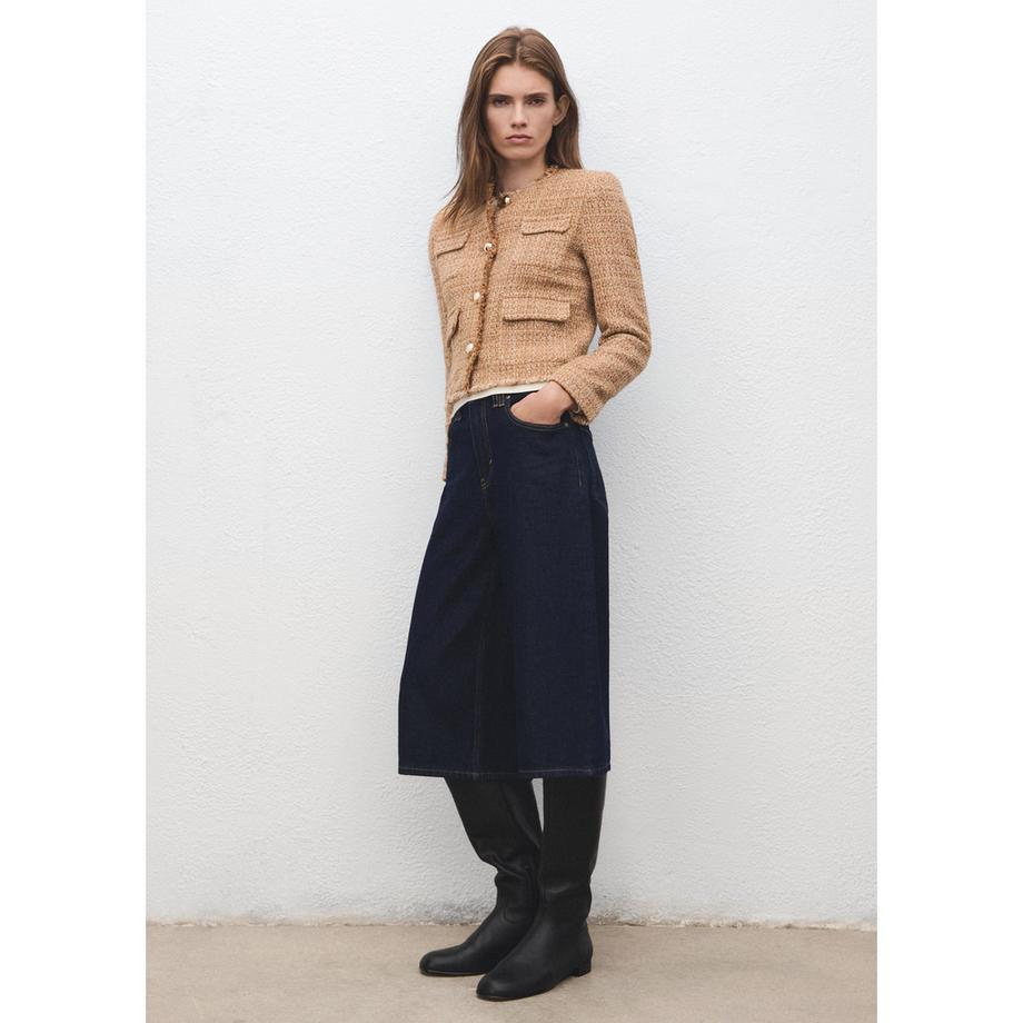 MANGO WINTER Giacca in Tweed con Bordo Sfilacciato  