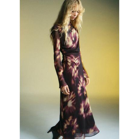 MANGO Giady Tie Dye Langarm Midikleid  